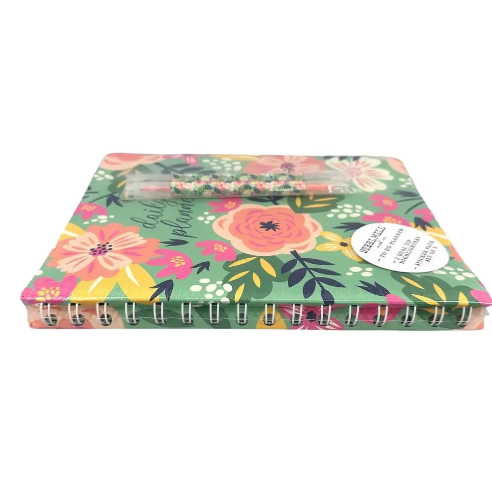 Steel Mill and Co Floral Daily To Do Planner Sticker Dual Tip Highlighter Bundle